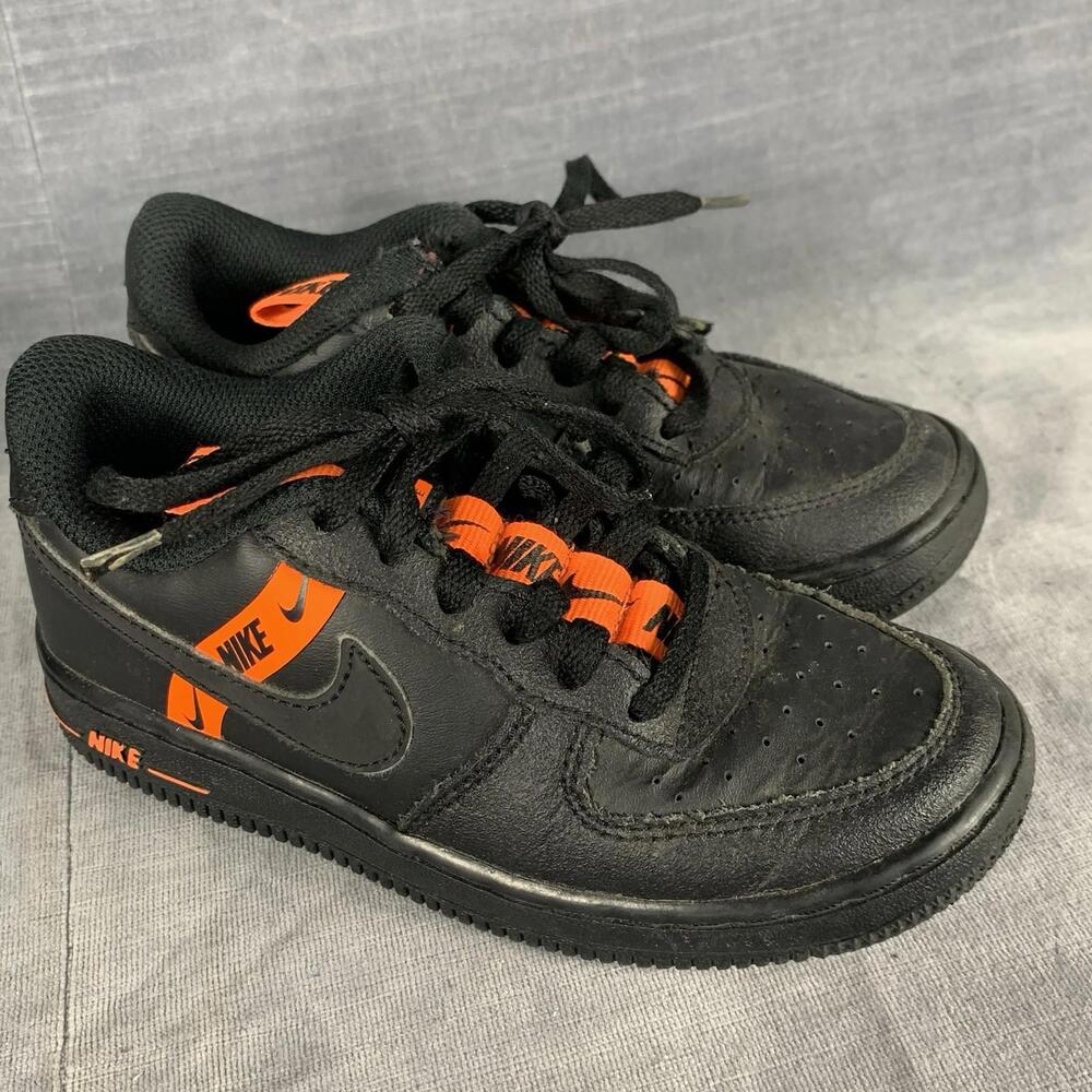 Nike Air Force 1 Size 12C Low Black Total Orange CT4681-001 Kids Shoes